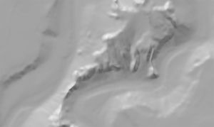 Smith Rock State Park in hillshade