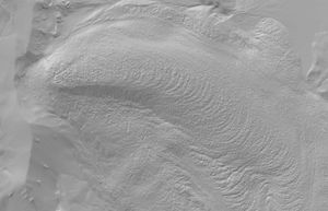 Hillshade showing a lava flow