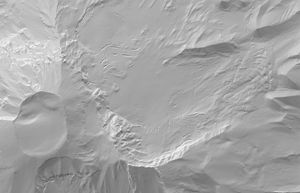 Hillshade showing crevasses on a glacier